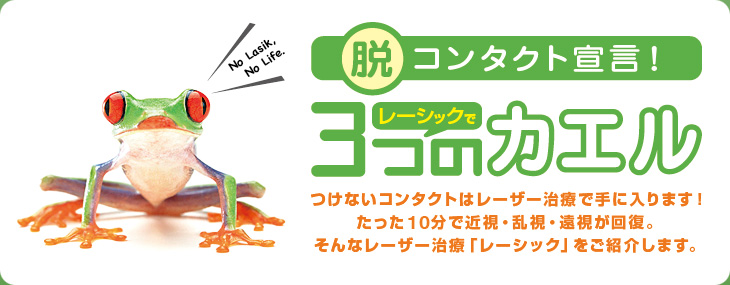 脱コンタクト宣言 レーシックで3つのカエル
